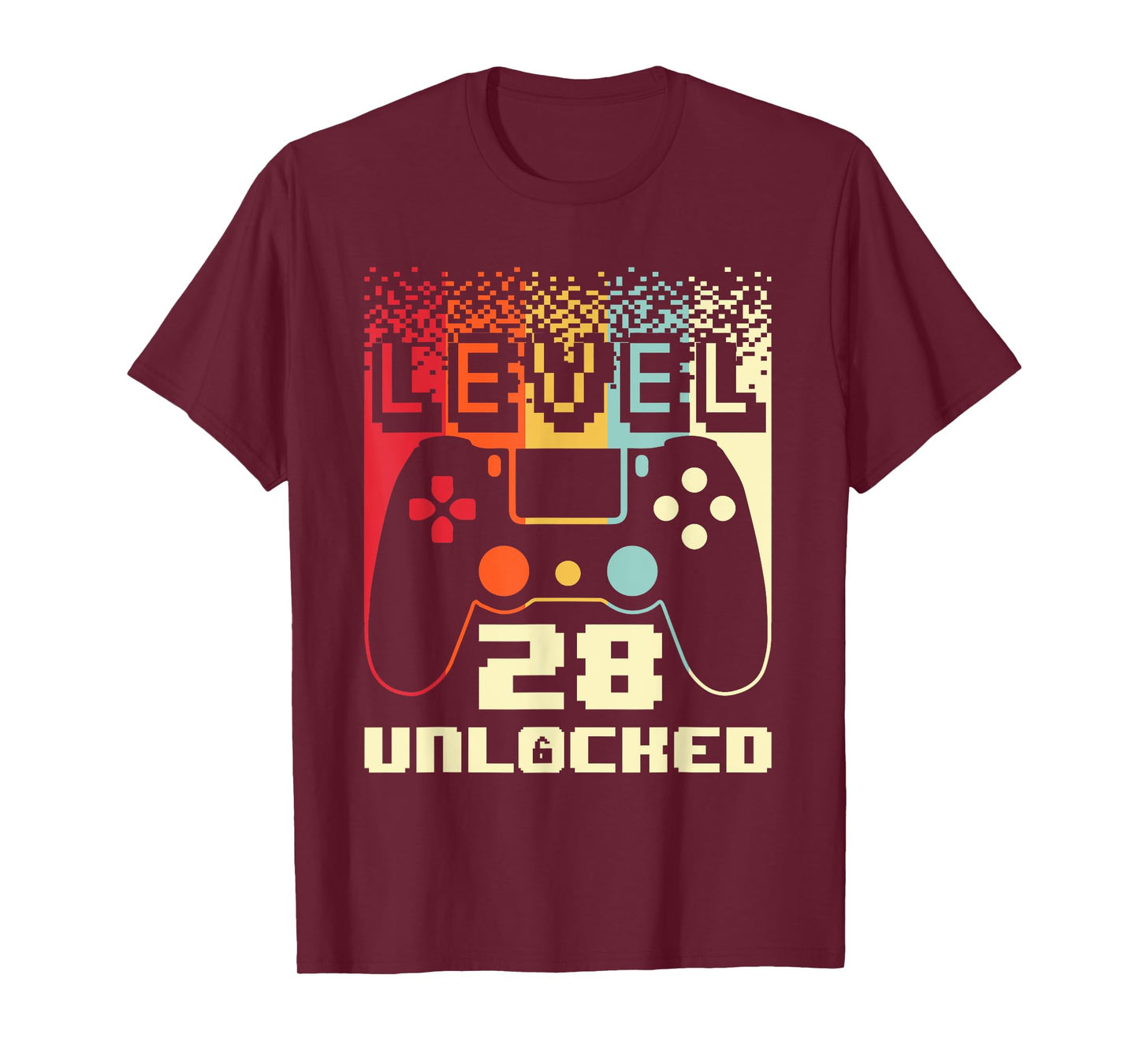 28th Birthday For Men Level 28 Unlocked Gamer 28 Year Old T-Shirt