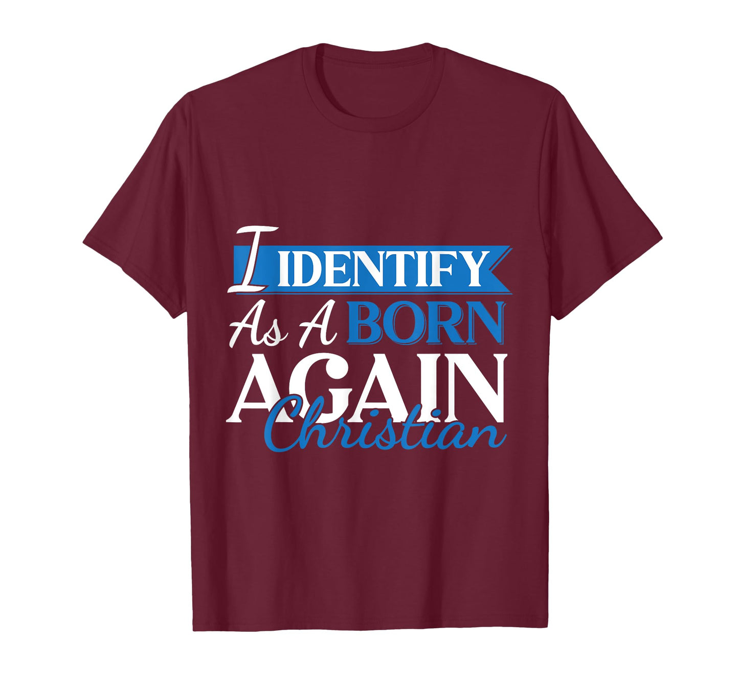 Urbanteesstore Christian Motivational 'I Identify As A Born Again Christian' T-Shirt - Unisex-Adults/Kids, Black, Small, Short Sleeve, Cotton 65% Polyester 35%