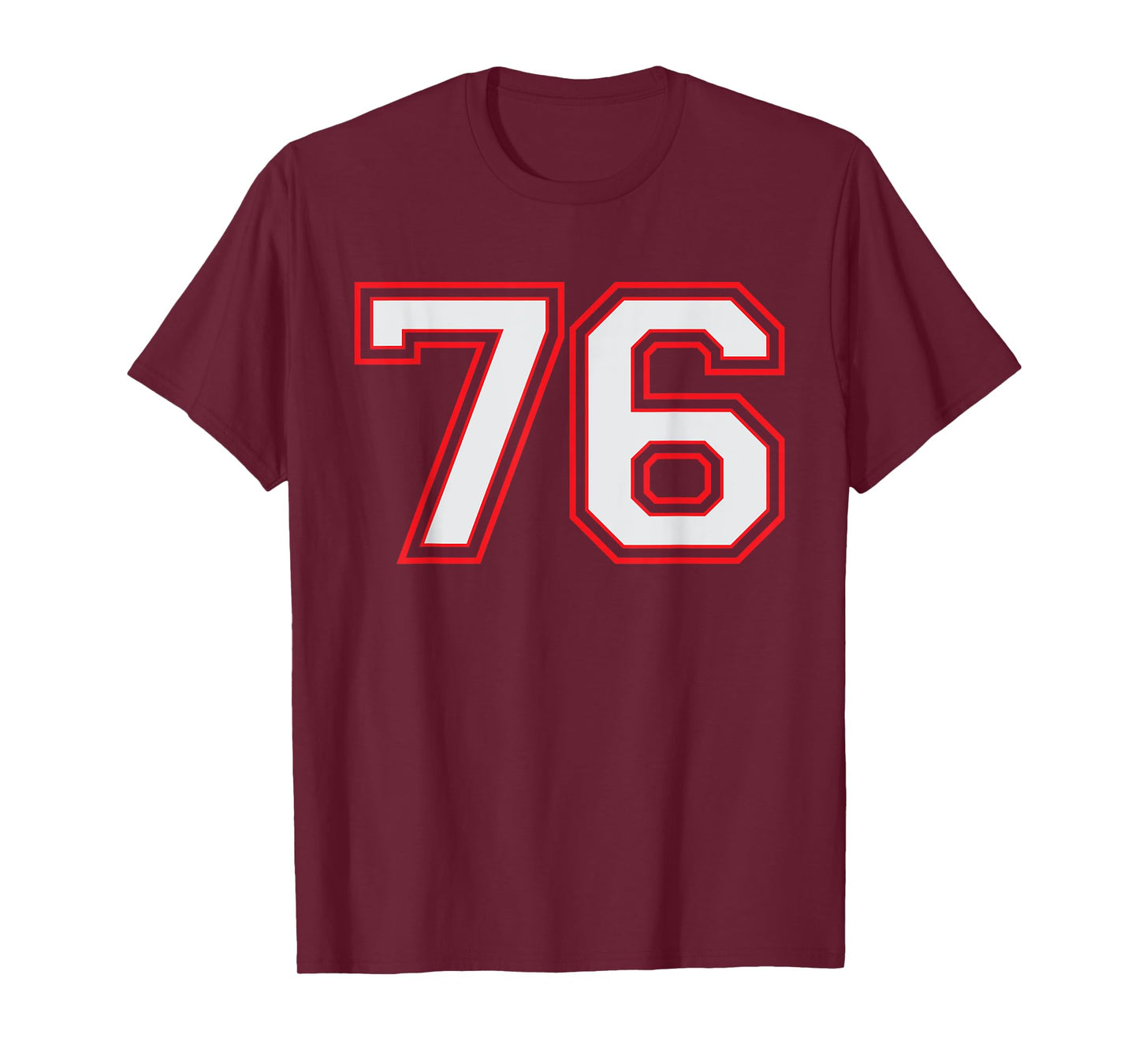 Red Number 76 Sports Player Jersey Fun Game Winner #76 Lucky T-Shirt