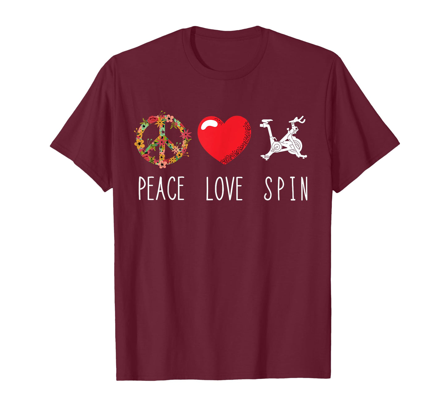 Spinning Bicycle Gym Love Peace Indoor Spinning Fitness T-Shirt