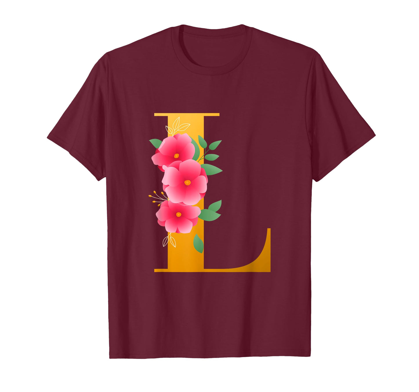 Floral L Alphabet Cute Initial Monogram Letter L Graphic T-Shirt