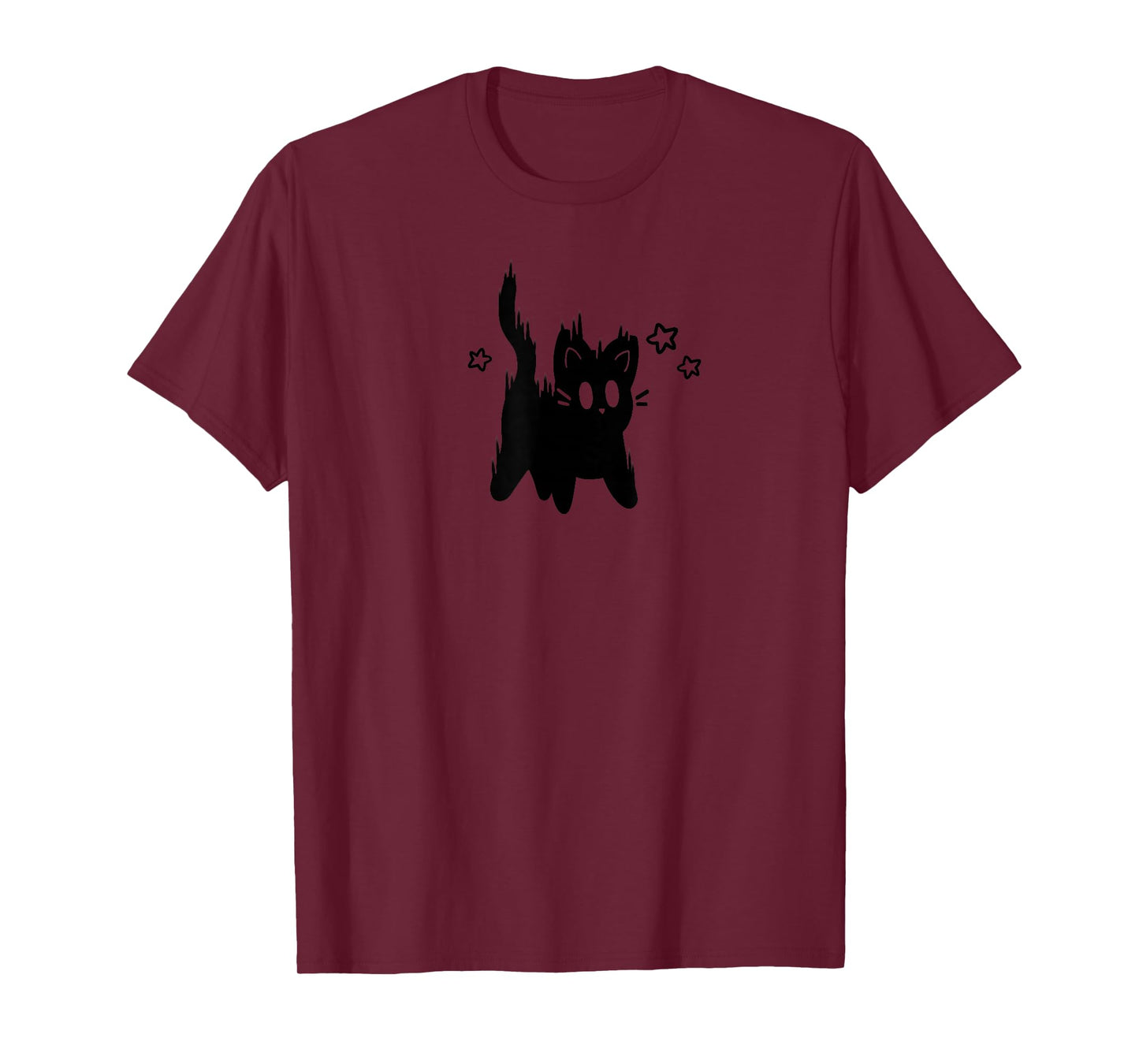 Y2K 90s Cute Scary Cat Tomcat is Scared under Starry T-Shirt