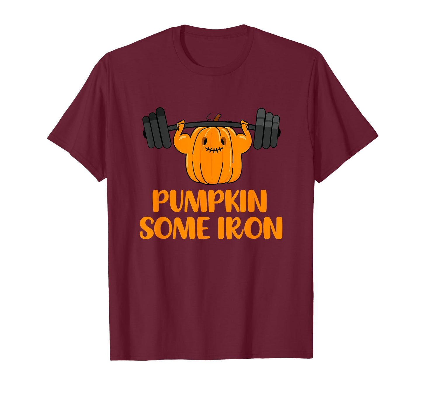 Pumpkin Some Iron Funny Halloween Gym Workout Lifting Pun T-Shirt