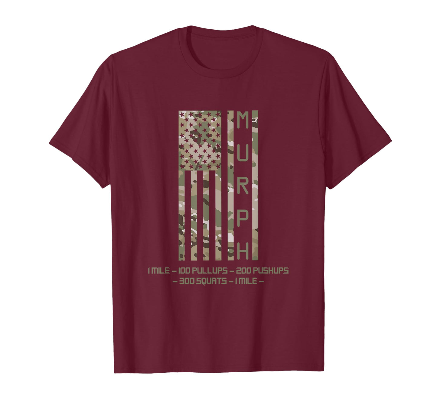 Murph Memorial Day Workout WOD Cam Multi Camo Flag vertical T-Shirt