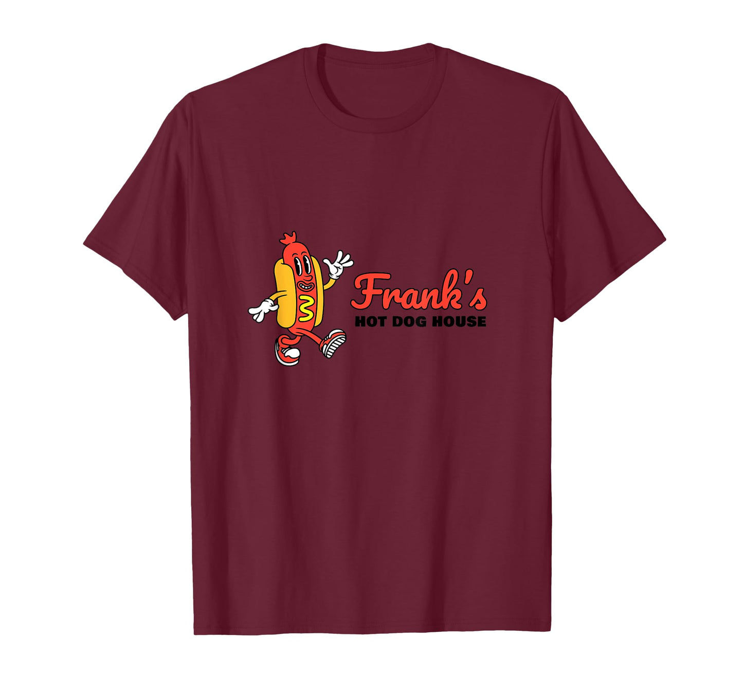 Frank’s Hot Dog Restaurant Mascot Retro Sausage BBQ Cook Out T-Shirt