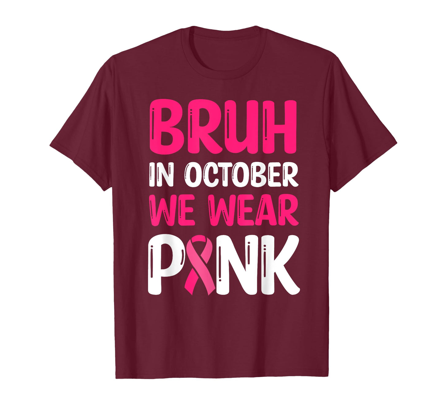 Bruh Kids Boys For In October Wear Pink Breast Cancer T-Shirt
