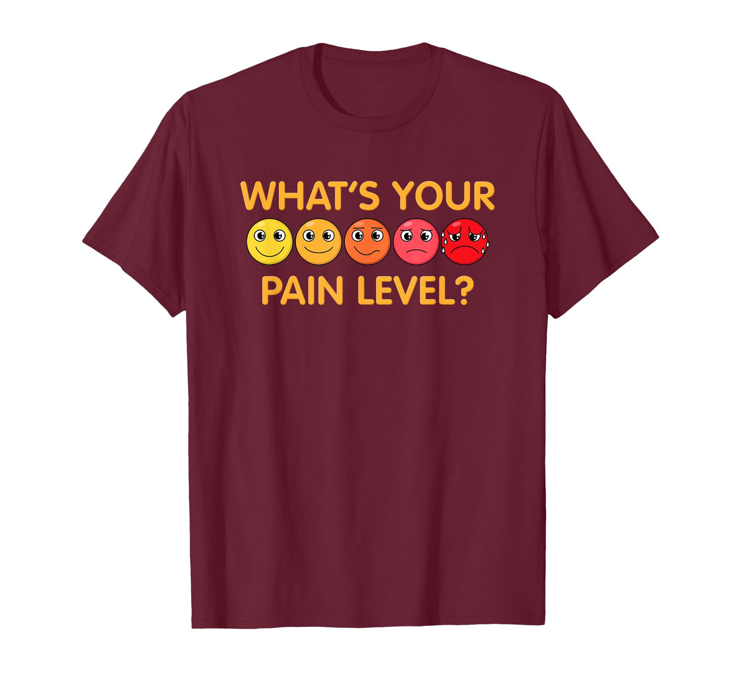 Funny Pain Scale Gym Joke Graphic Men Women Gag Pun Exercise T-Shirt