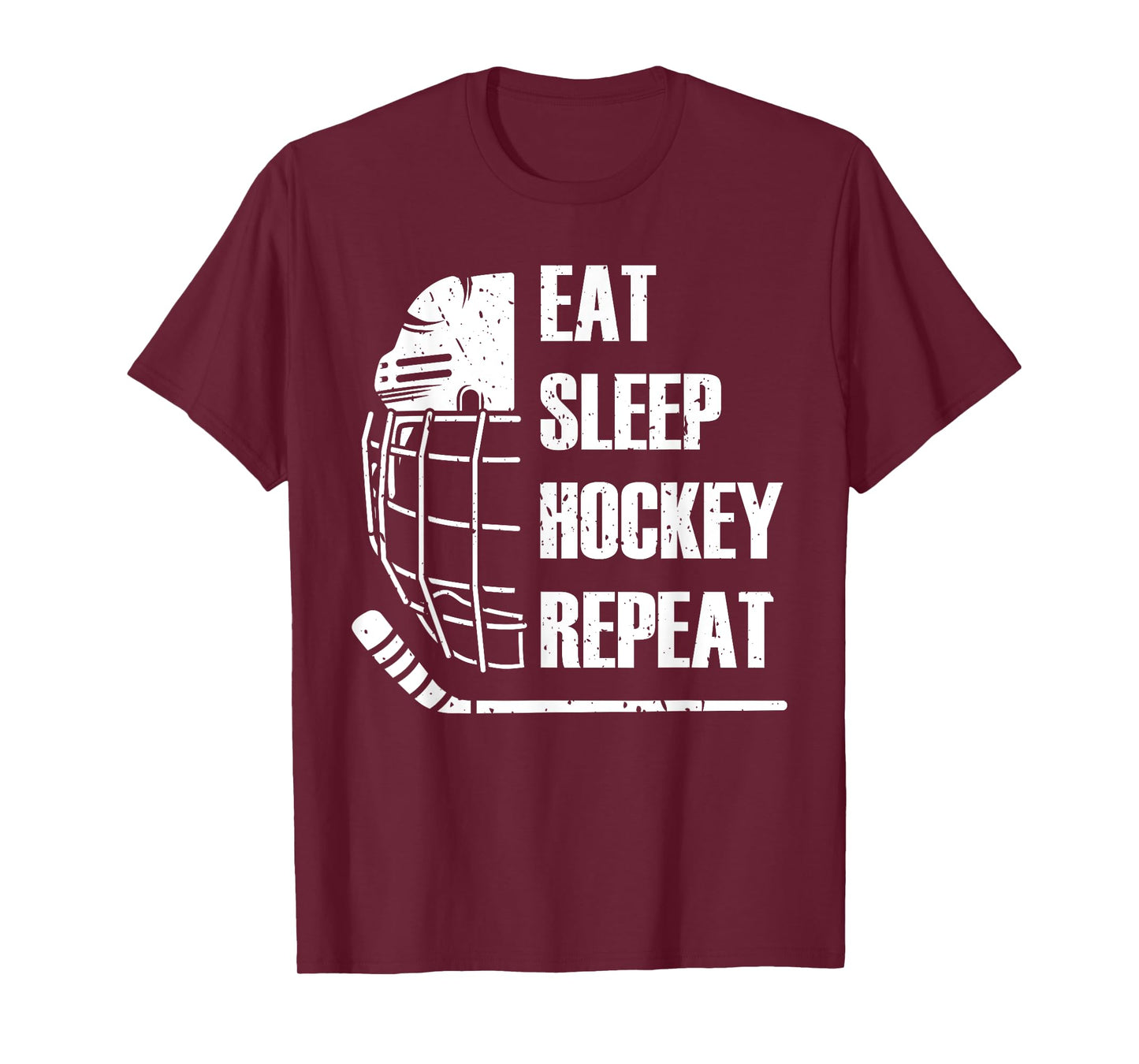 Eat Sleep Hockey Repeat Funny Mask Stick Ice Hokey Player T-Shirt