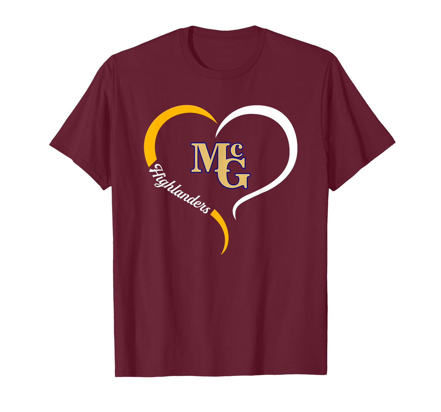Mcguffey Highlanders Logo Half Heart Slogan HS T-Shirt