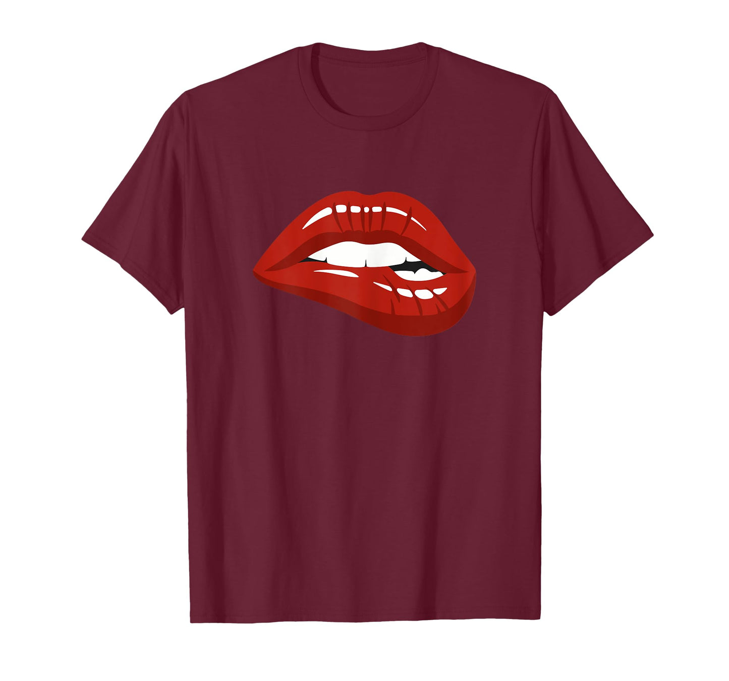 Red Lips Biting Lipstick Makeup T-Shirt
