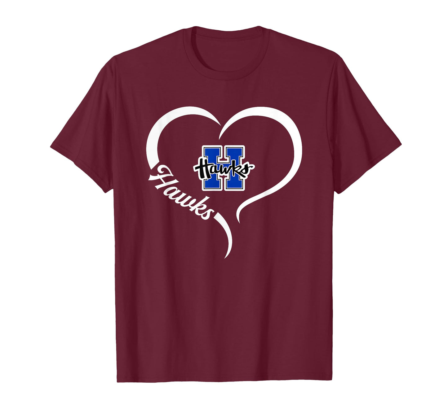 Hillsboro Hawks Logo Half Heart Slogan HS T-Shirt