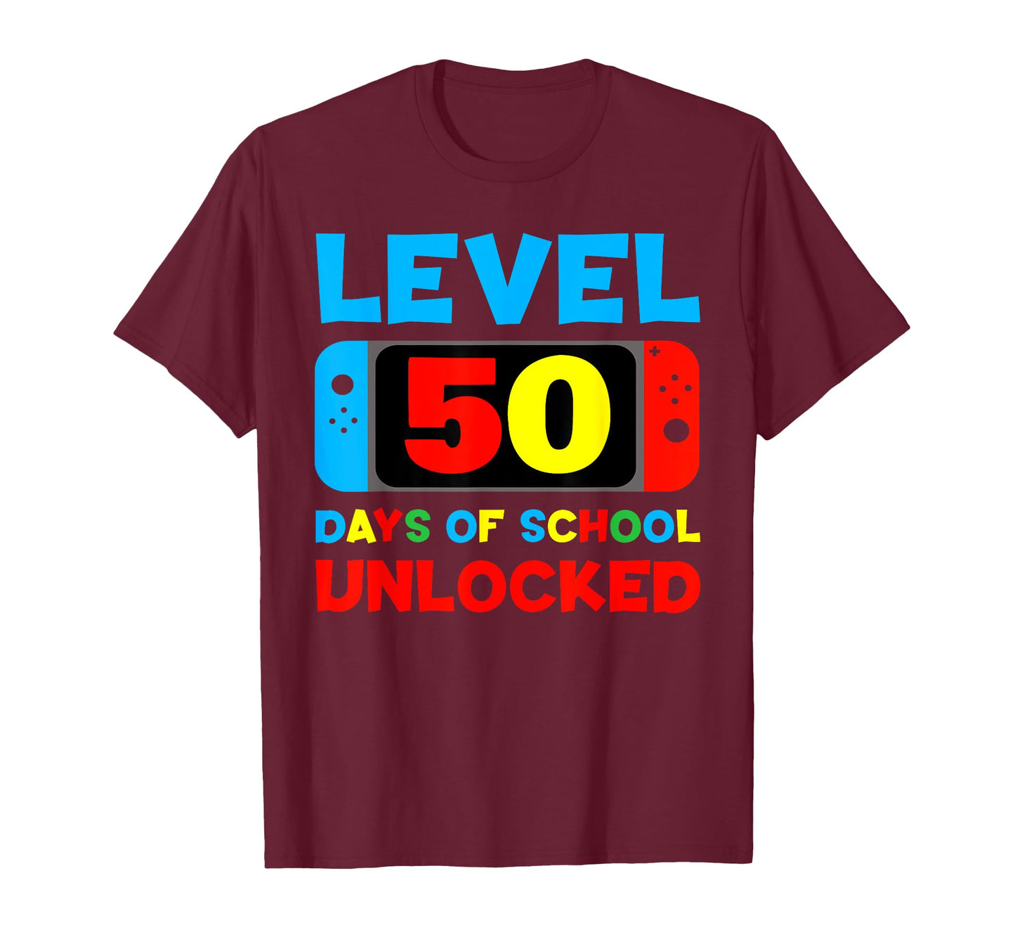 Level 50 Days Of School Unlocked 50th Day Of School Gamer T-Shirt