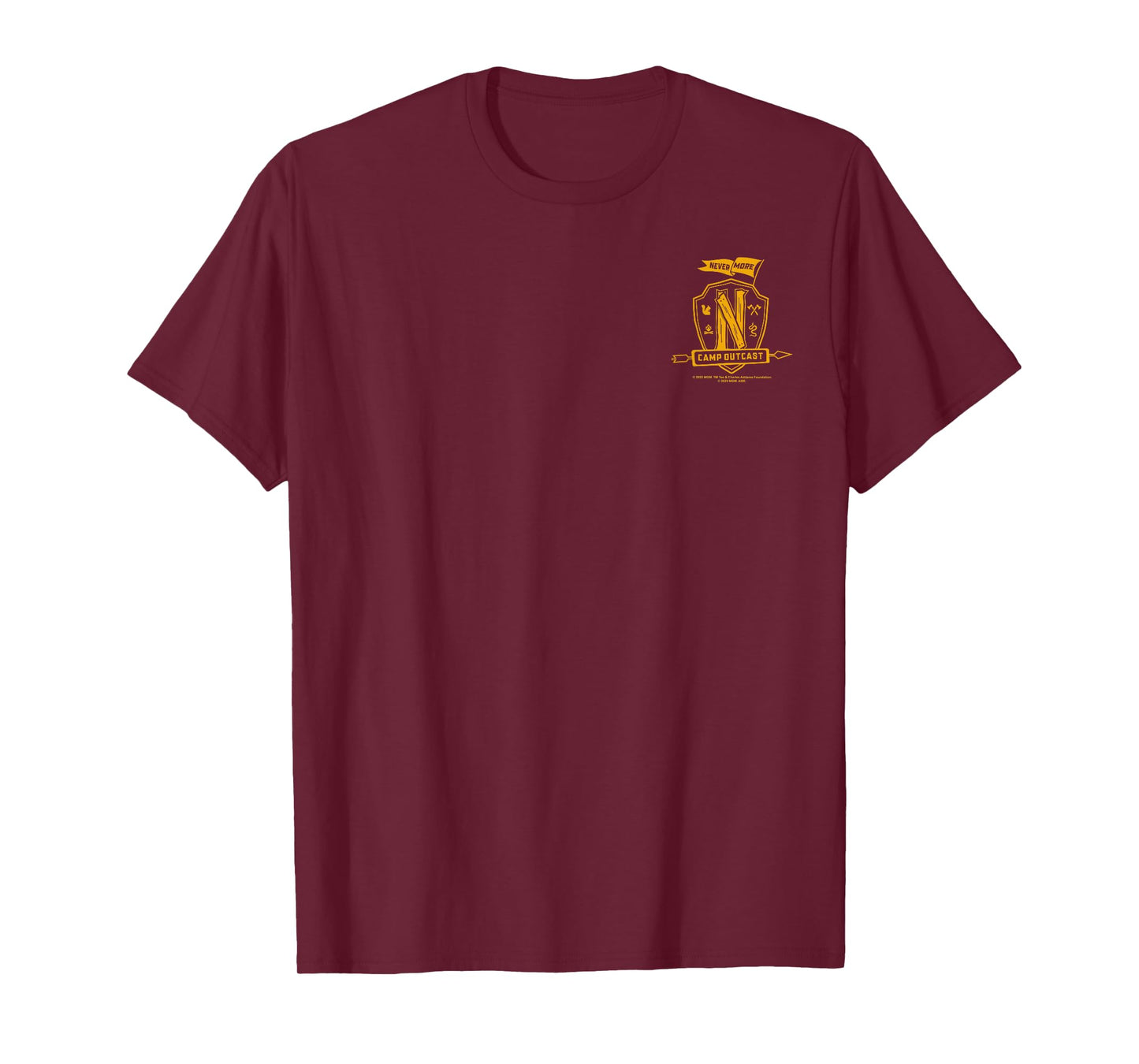 Wednesday Season 2 Nevermore Camp Outcast Left Pocket Logo T-Shirt