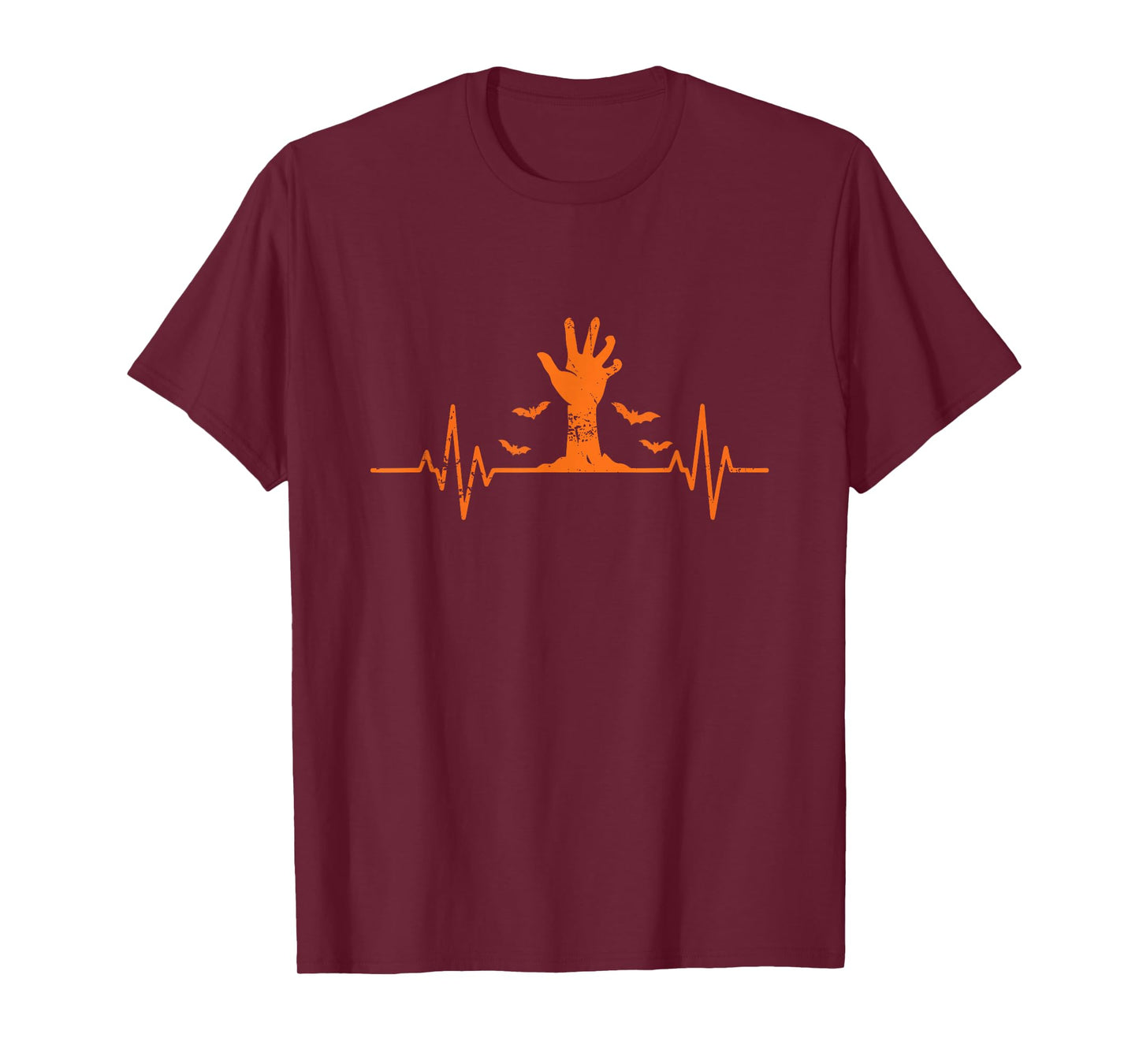 Zombie Hand Heartbeat EKG Line Halloween T-Shirt