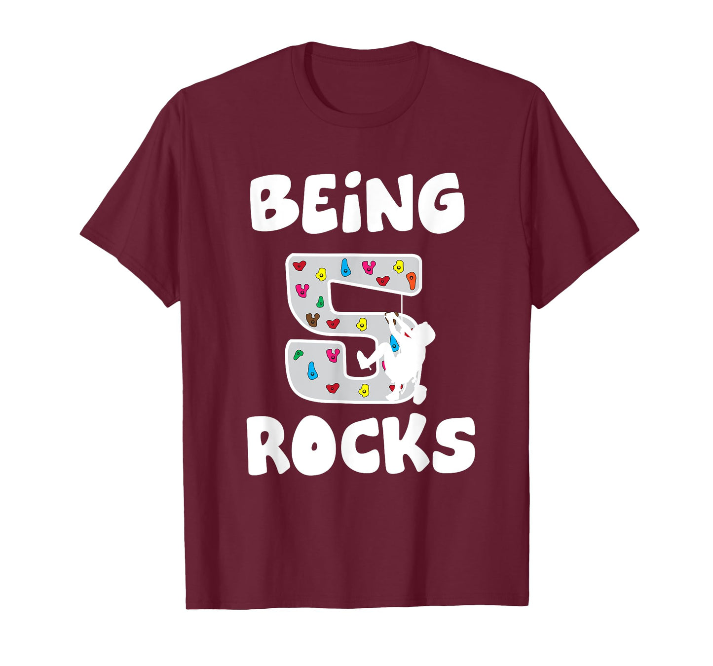 Rock Climbing Funny 5 Years Old 5th Birthday Gift For Kids T-Shirt
