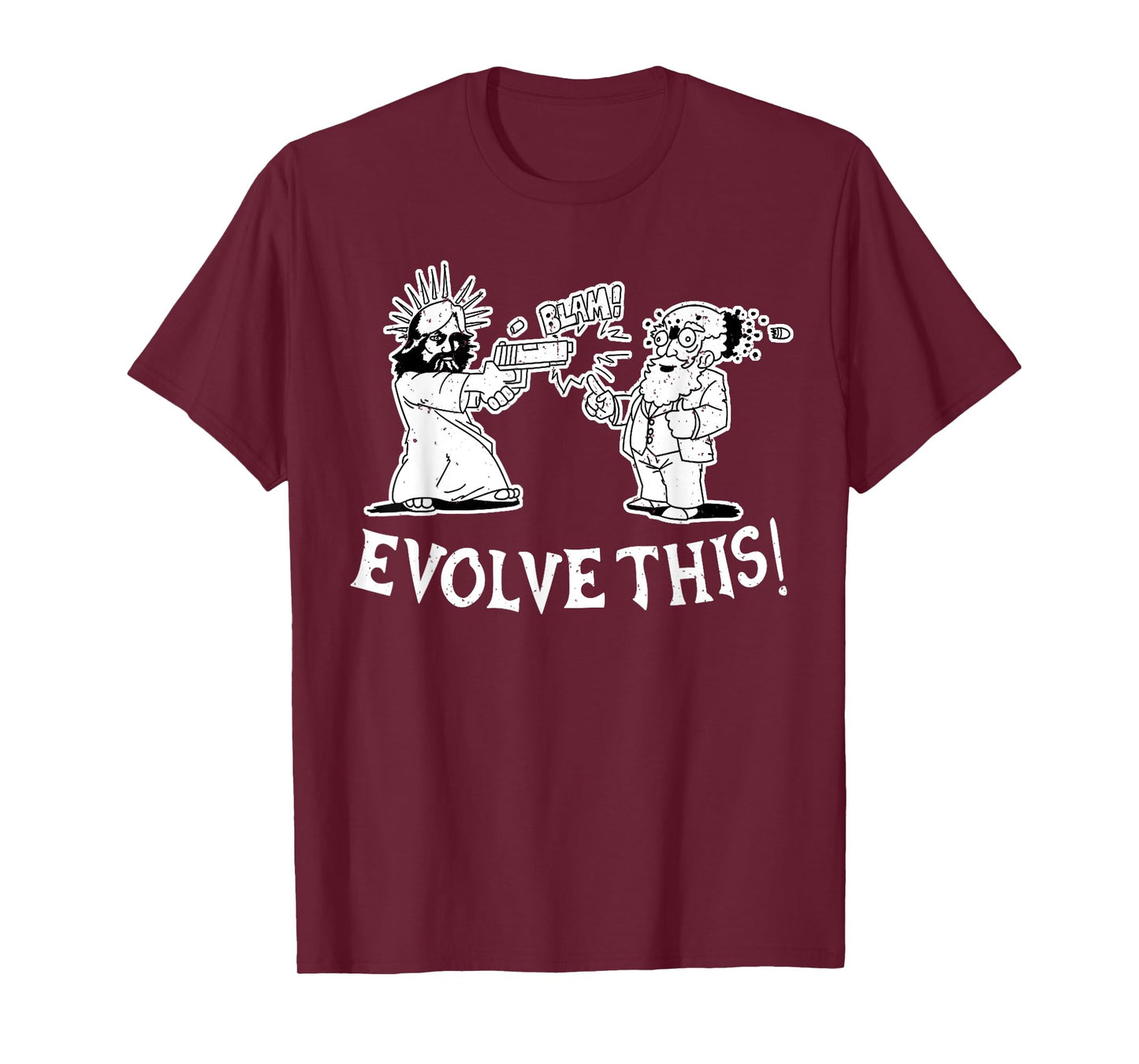 Vintage Evolve This Jesus And Darwin T-Shirt, Small, Black