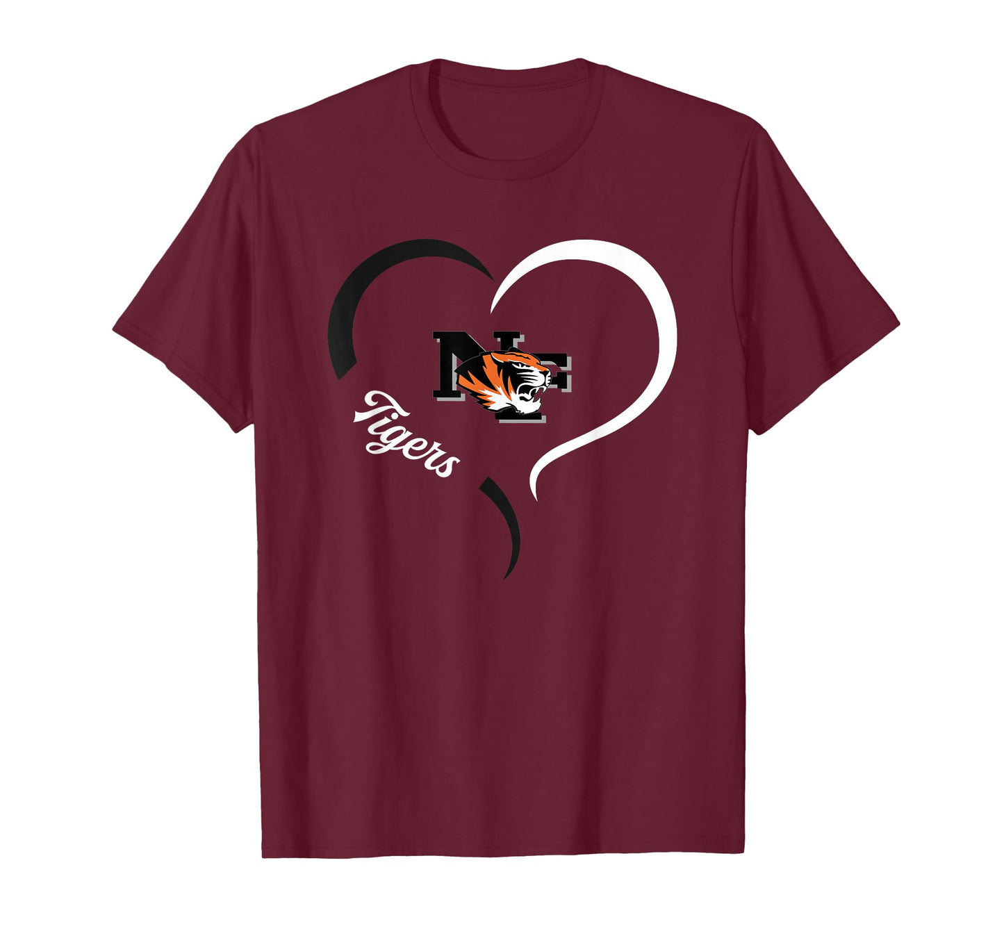 Newton Falls Tigers Logo Half Heart Slogan HS T-Shirt