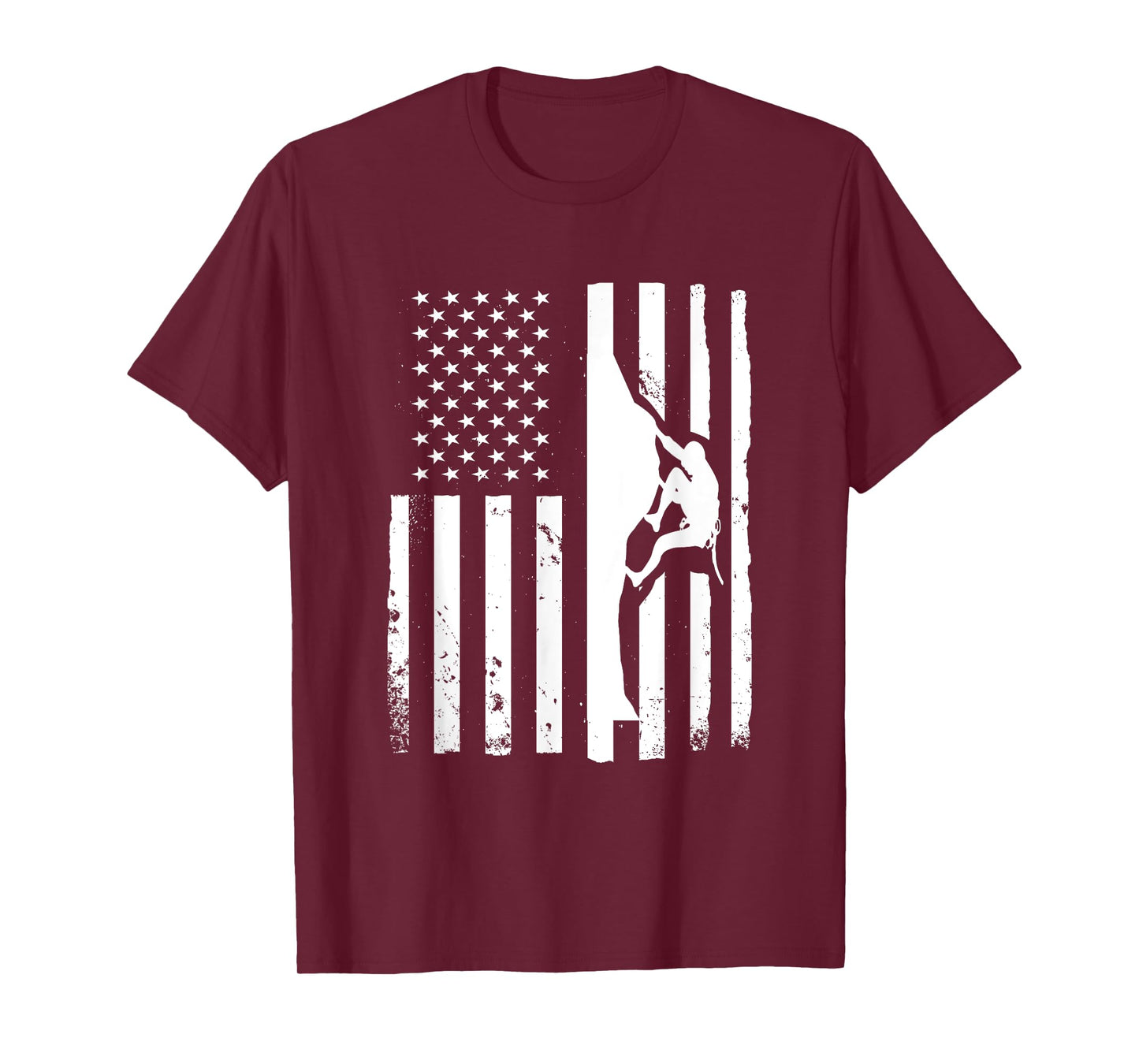 USA Flag Graphic Rock Climber Bouldering Mountaineering T-Shirt
