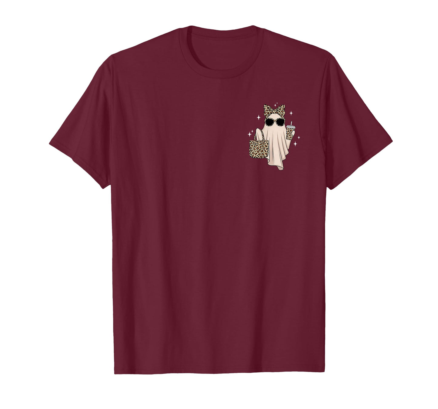 Coquette Leopard Ghost Coffee Boo-JEE Halloween Boujee Ghost T-Shirt