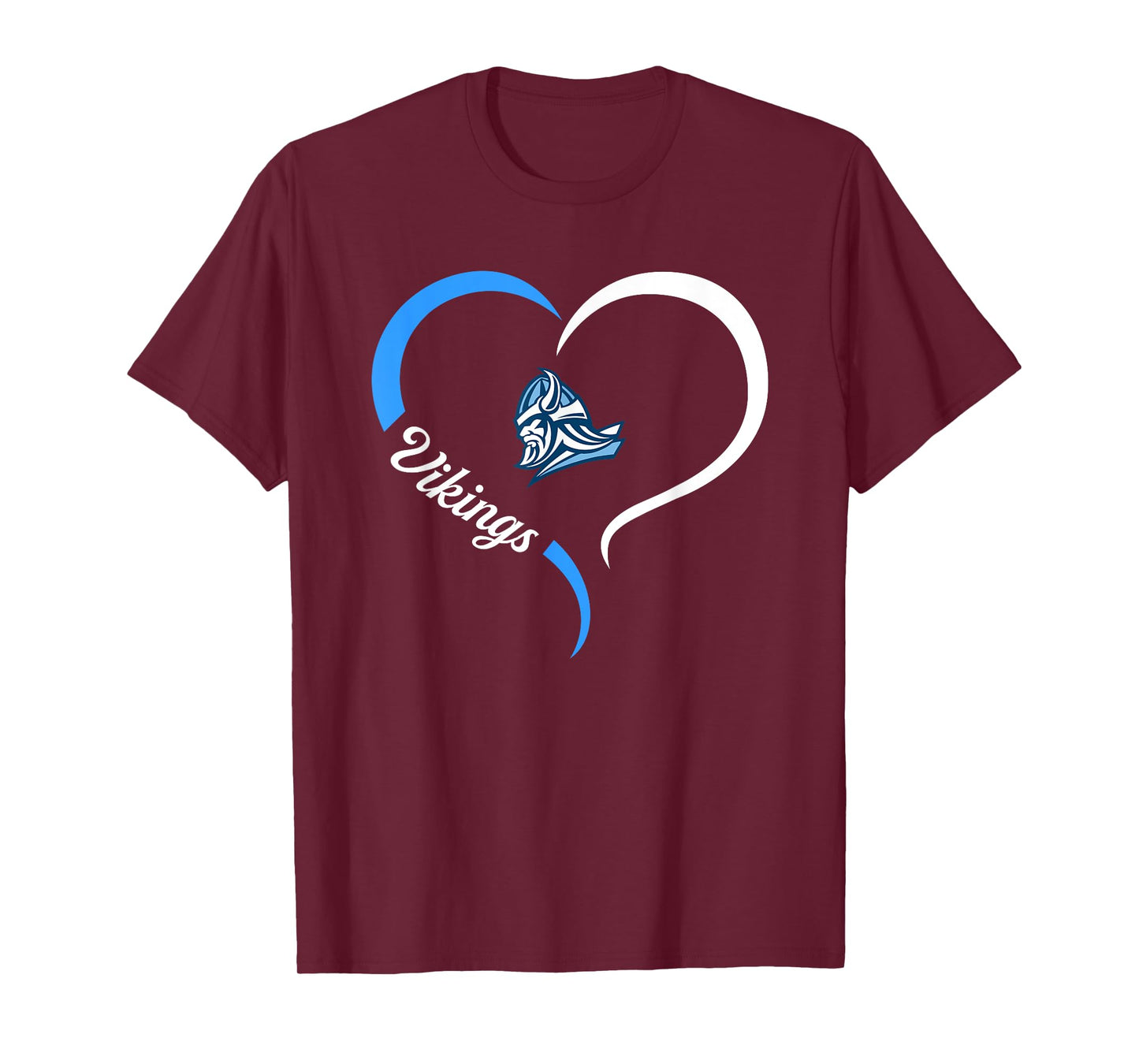 Pleasant Valley Vikings Logo Half Heart Slogan HS T-Shirt