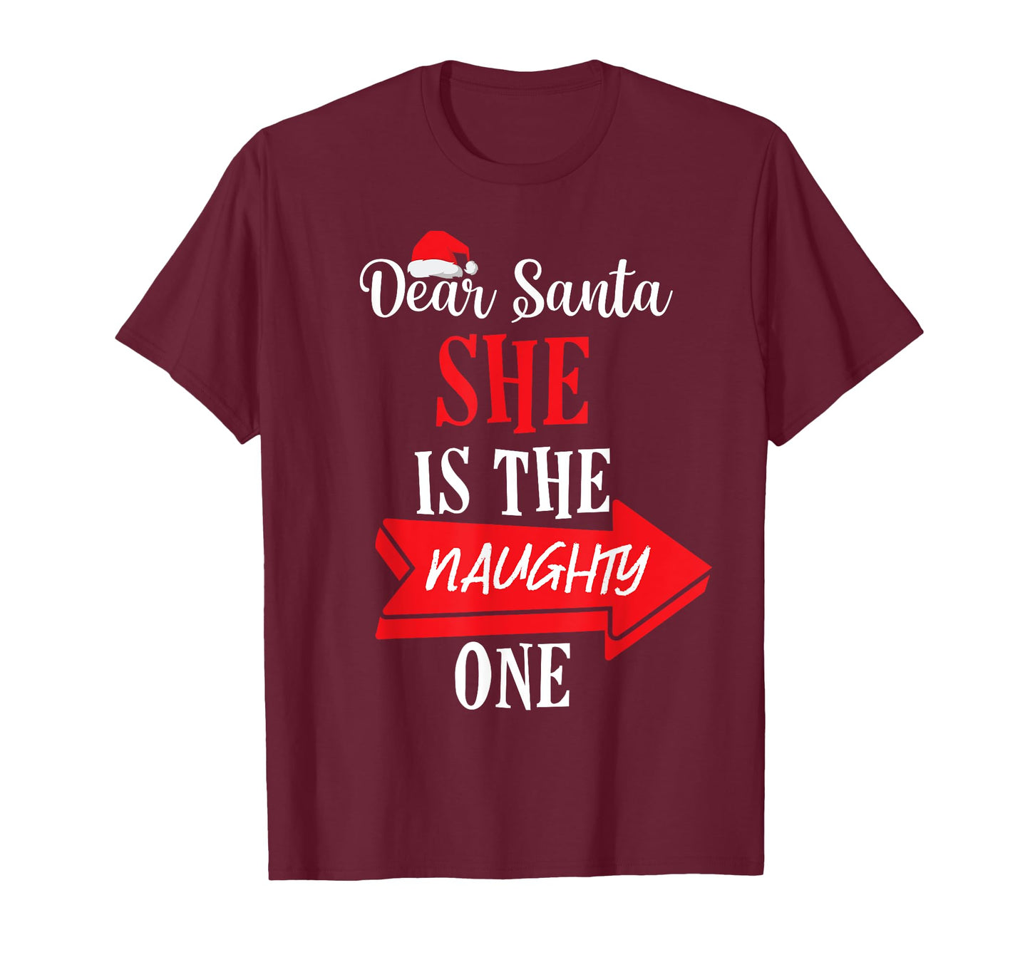 She is The Naughty One Christmas Matching Couple Boyfriend T-Shirt