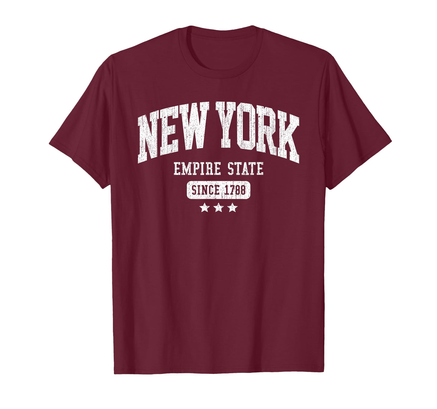 Vintage New York Empire State NYC Weathered White Text T-Shirt