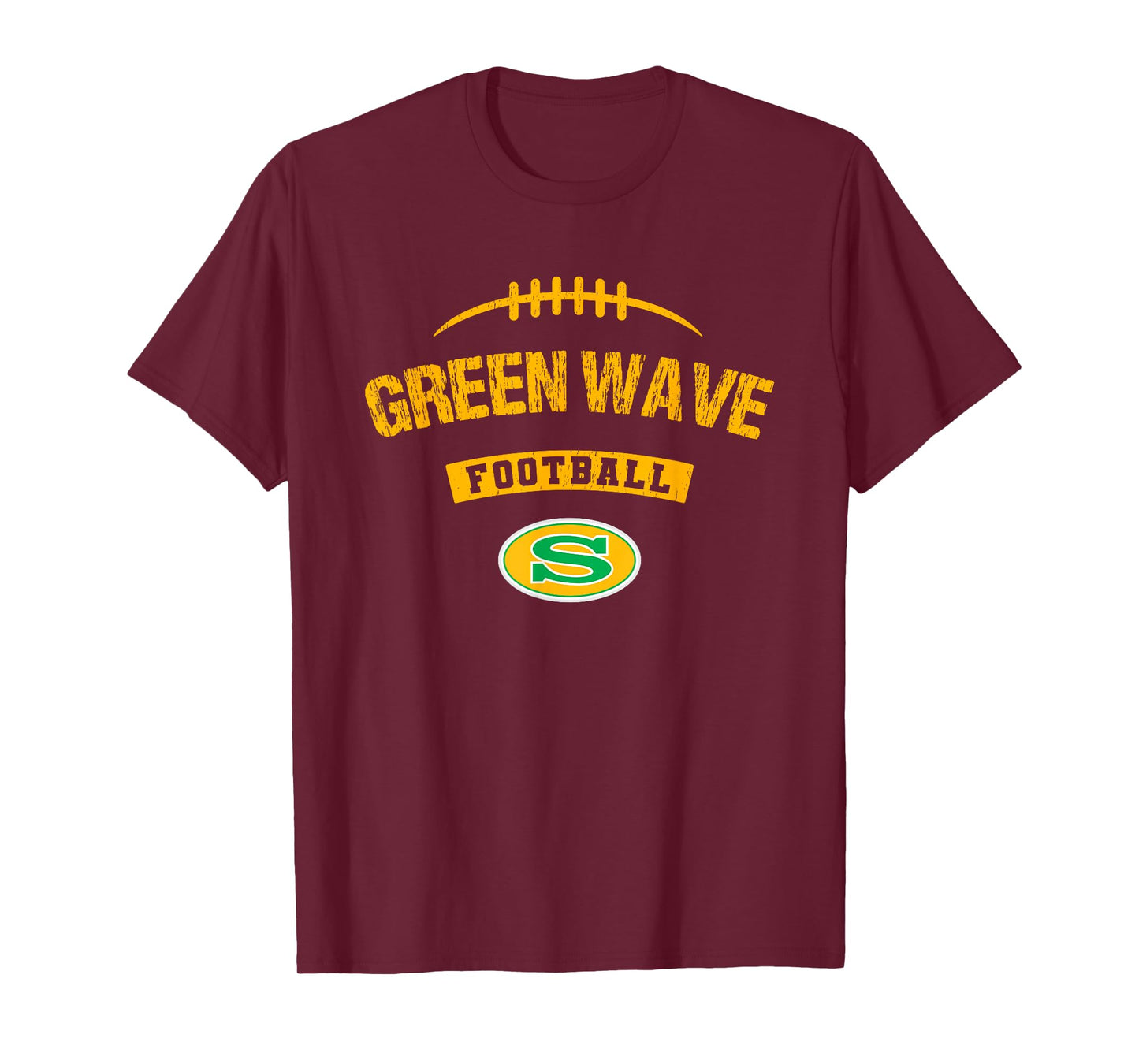 Summerville Green Wave Logo Football Distressed HS T-Shirt