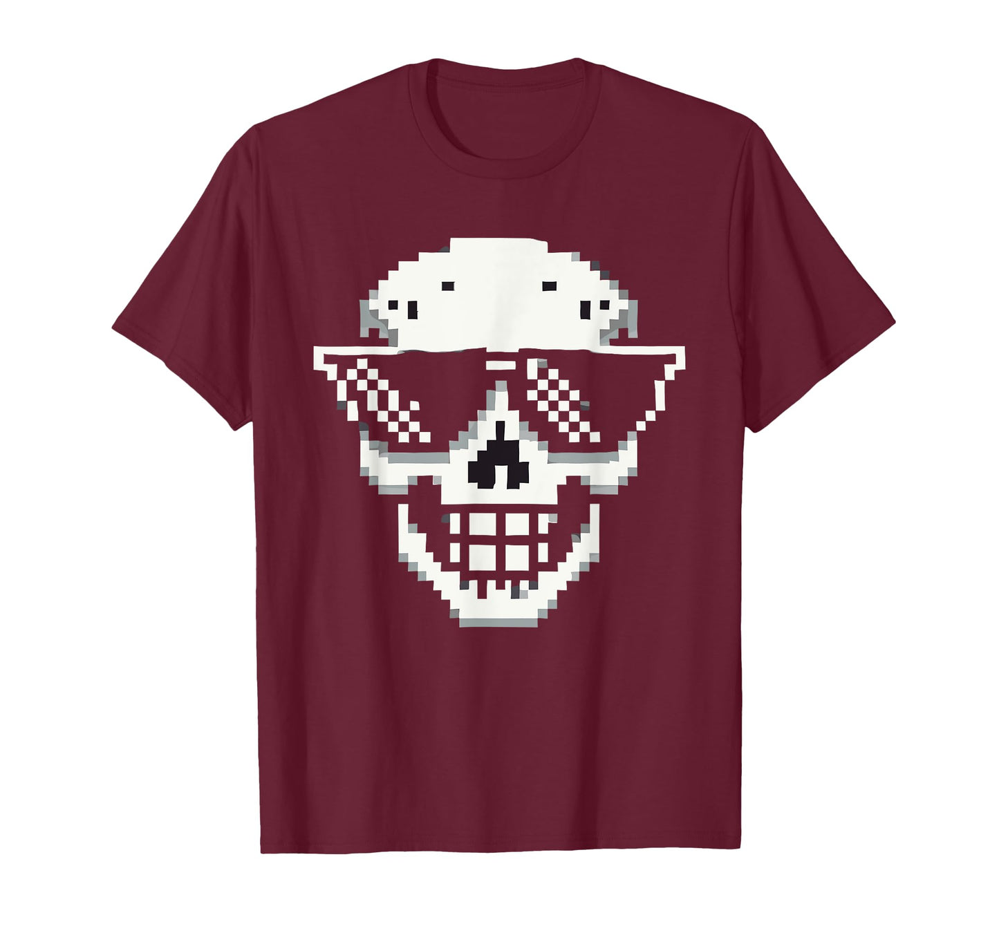 Pixel Cool Skull With Sunglasses Style T-Shirt