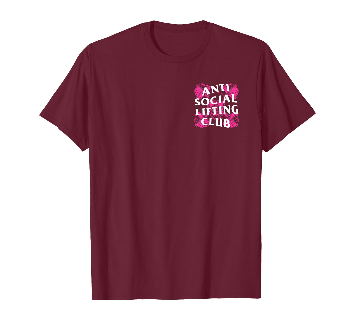 Anti Social Lifting Club: Barbells Crossed Skull (Hot Pink) T-Shirt