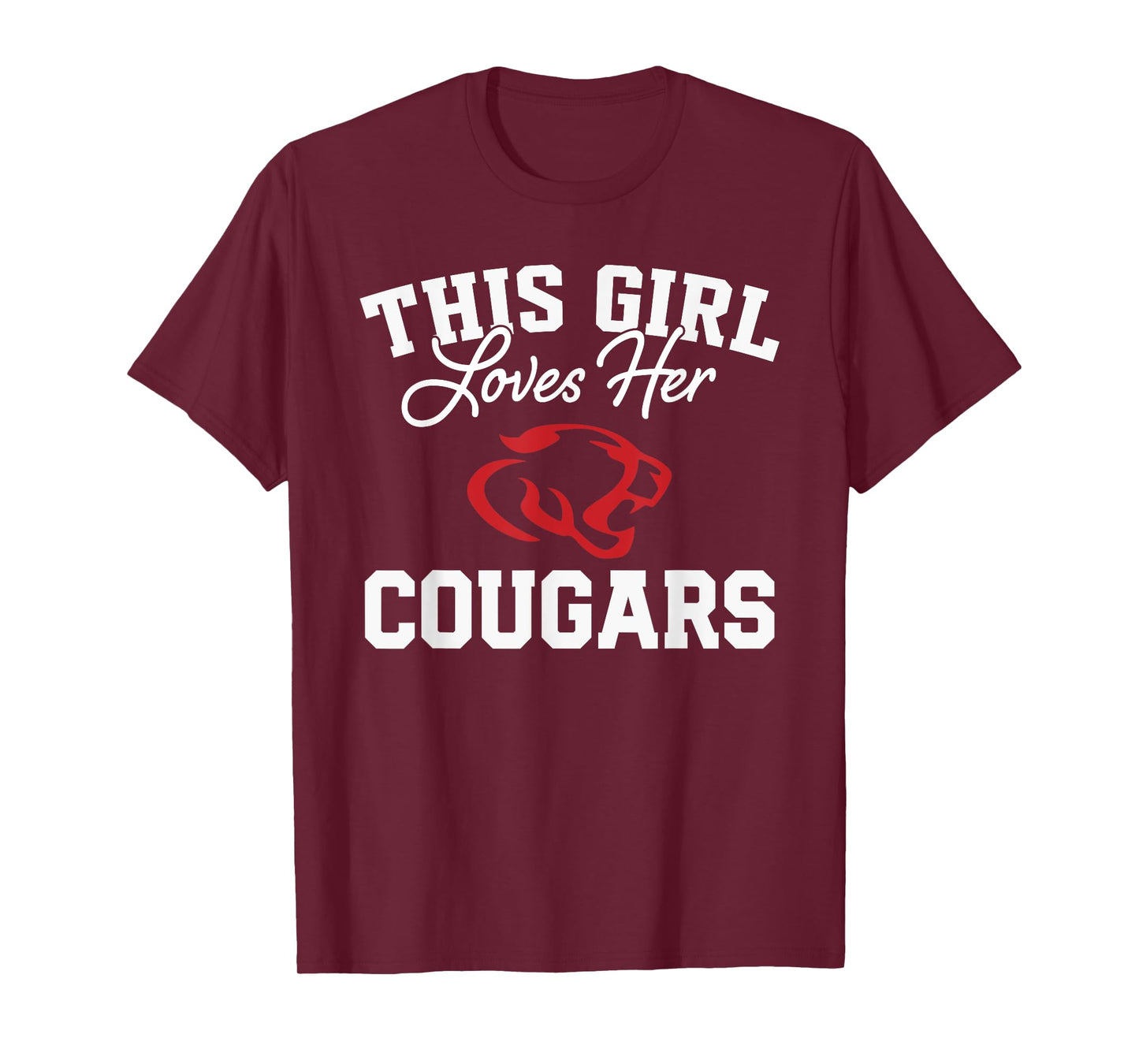 Crosby Cougars Logo This Girl Loves Her HS T-Shirt