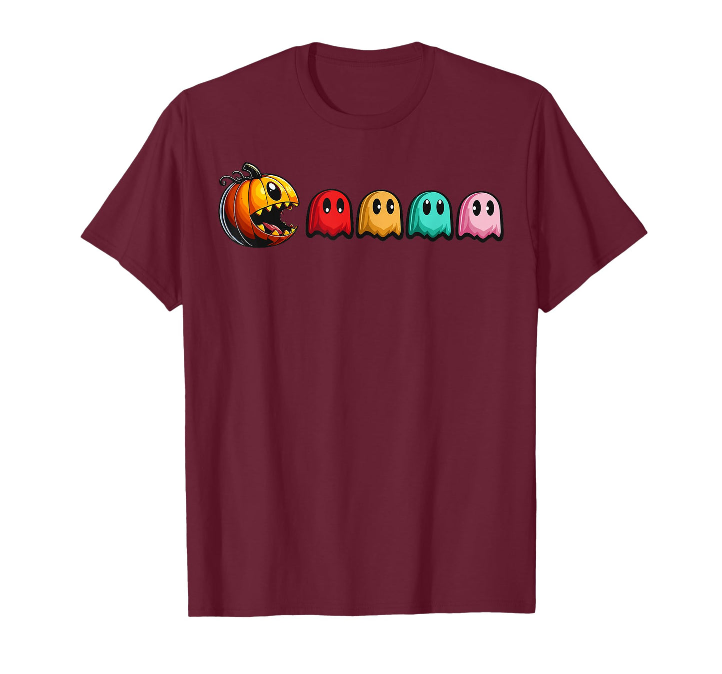 Halloween Pumpkin vs. Ghosts Retro Video Game T-Shirt