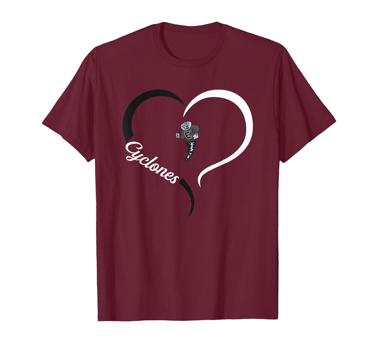 Elizabethton Cyclones Logo Half Heart Slogan HS T-Shirt