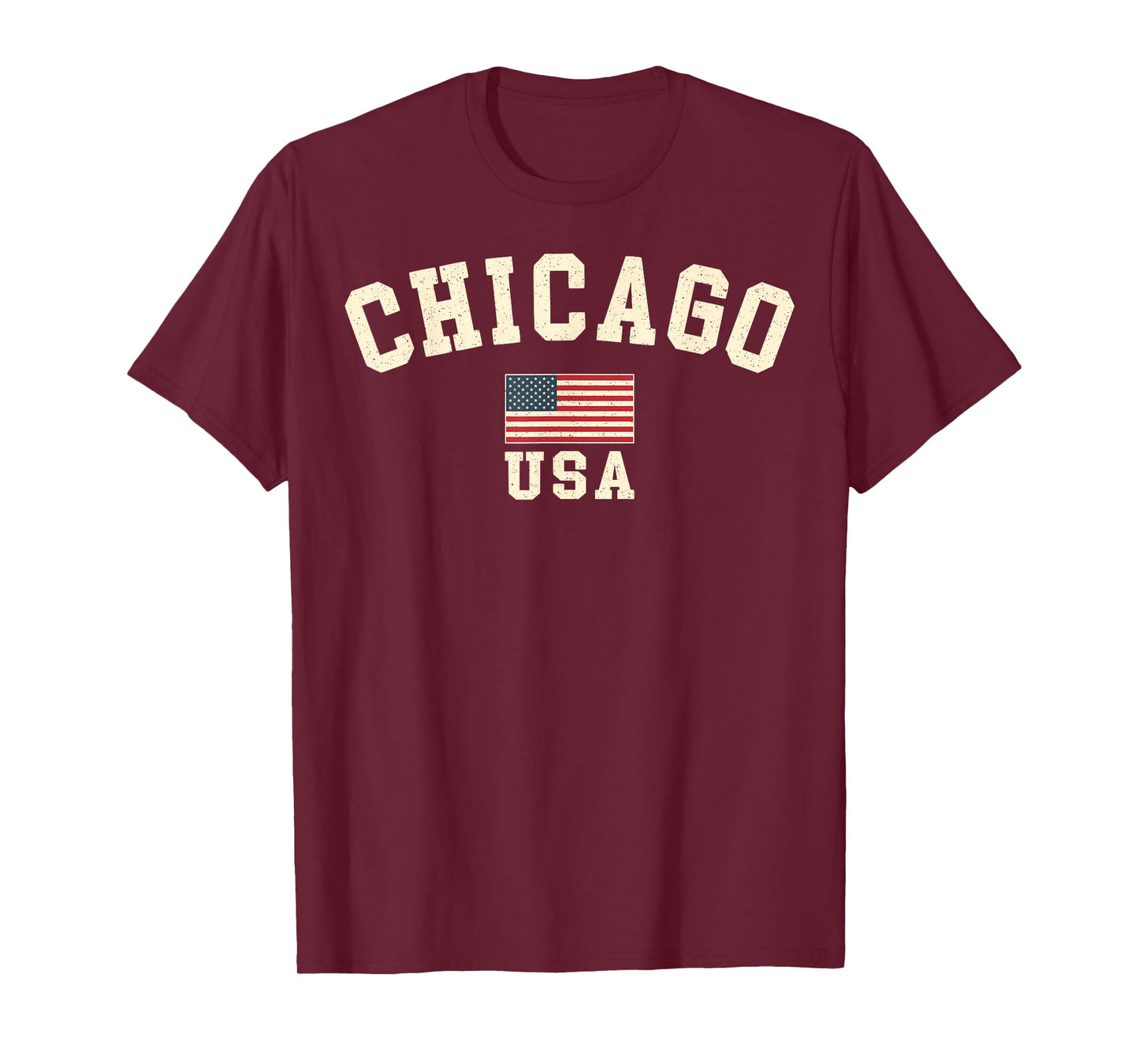 Vintage Chicago USA American Flag Illinois Souvenir Retro T-Shirt