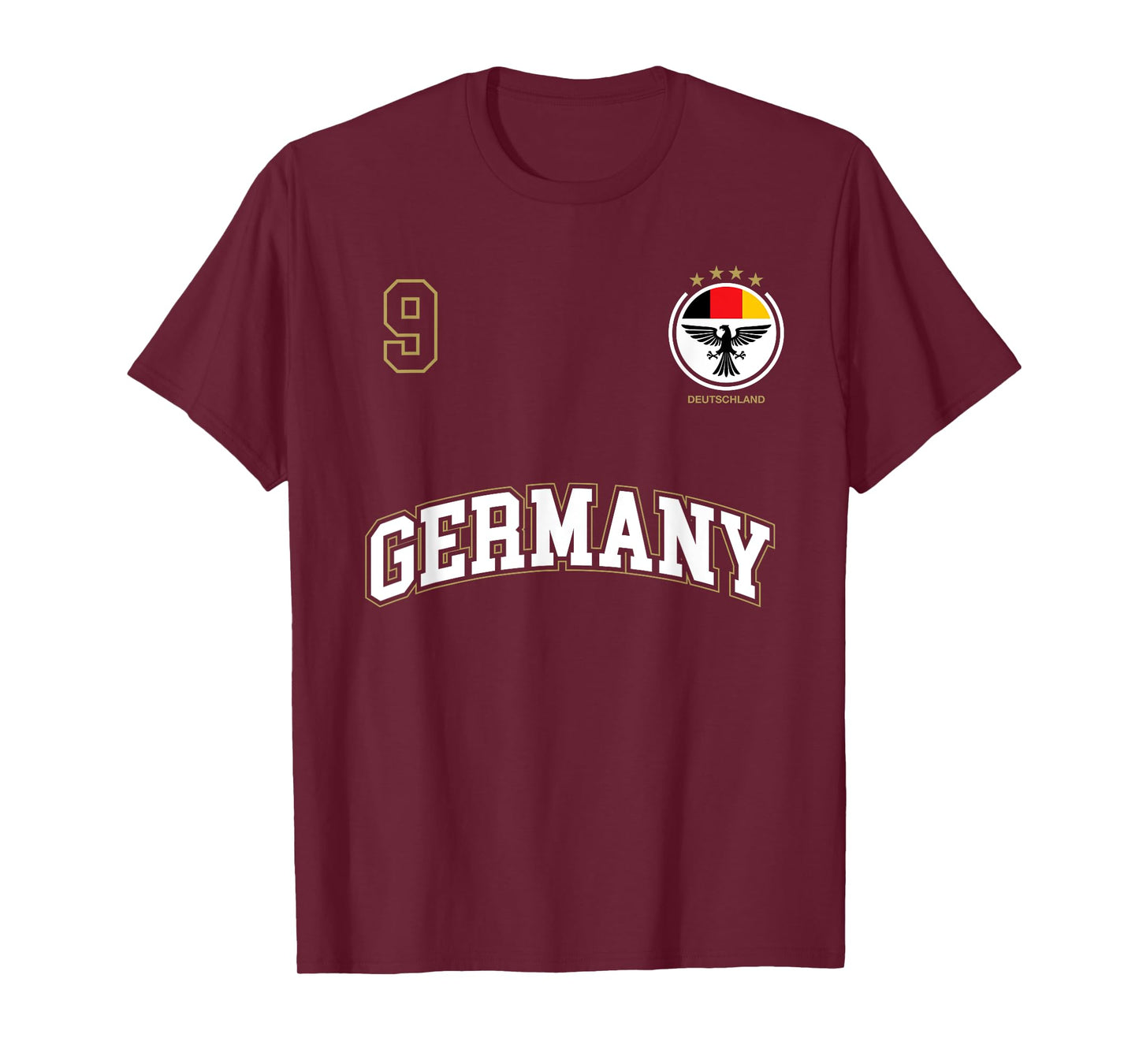 Germany Soccer Uniform Shirt No. 9 Sports Team German Flag T-Shirt