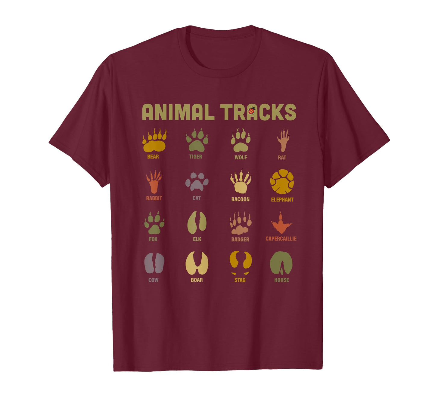 Children's Kids Wild Animal Tracks Childrens Learning Design T-Shirt