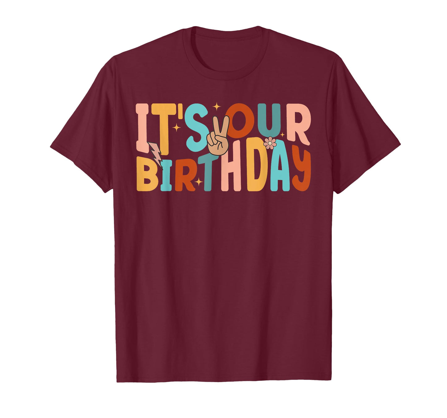 It's Our Birthday Twins Matching Girl's Women's Groovy Retro T-Shirt