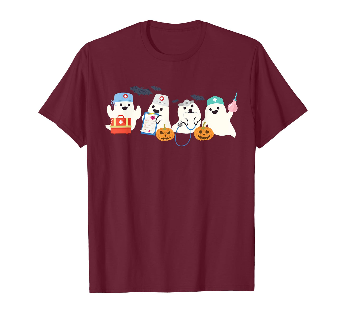 Cute Ghost Nurse Halloween Medical Boo Doctor Scary Hospital T-Shirt