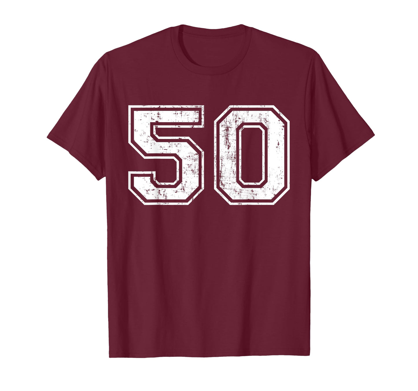 Number 50 Distressed Vintage Fifty Sports Training Practice T-Shirt