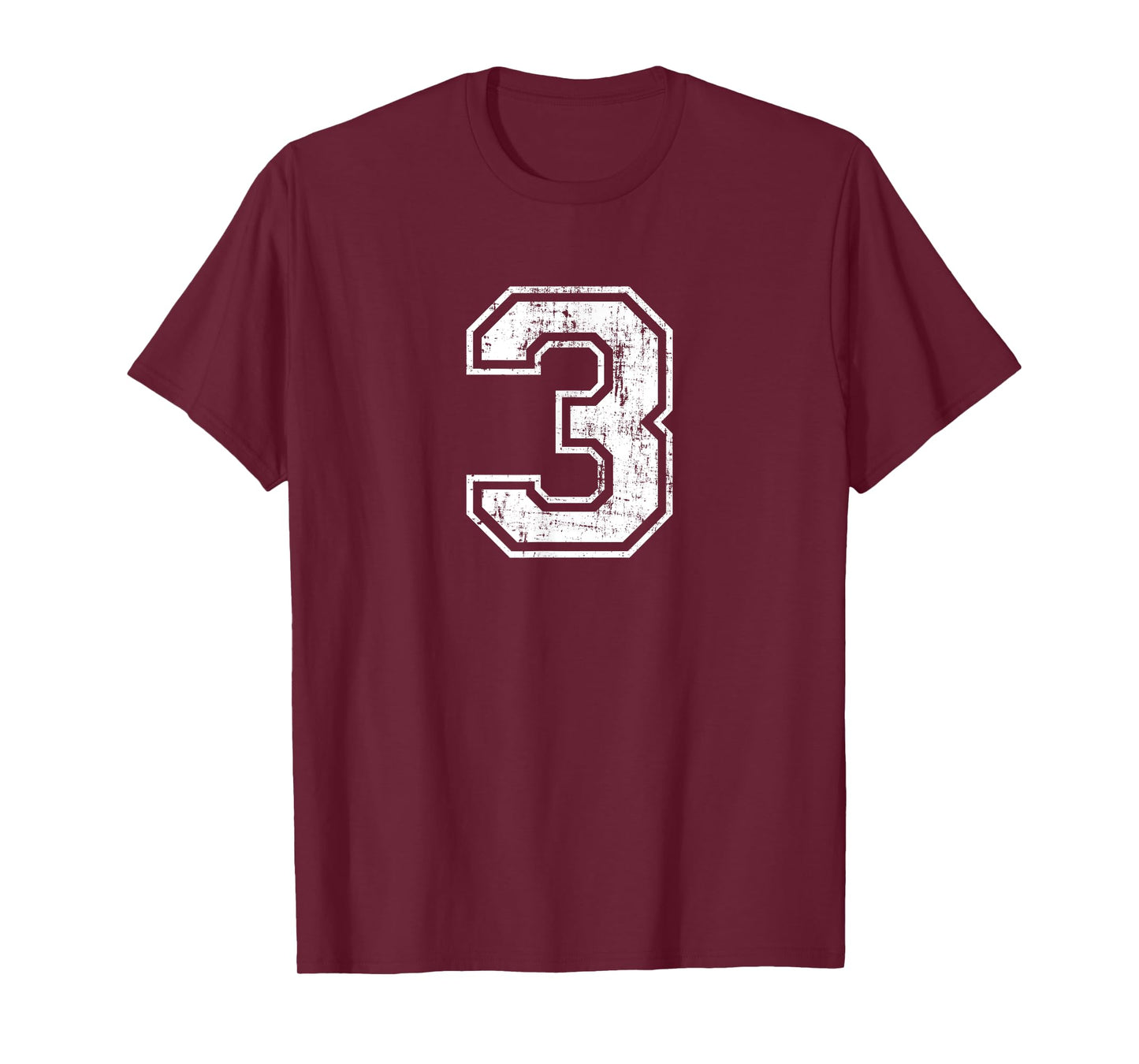 Number 3 Three Distressed Vintage Sports Training Practice T-Shirt