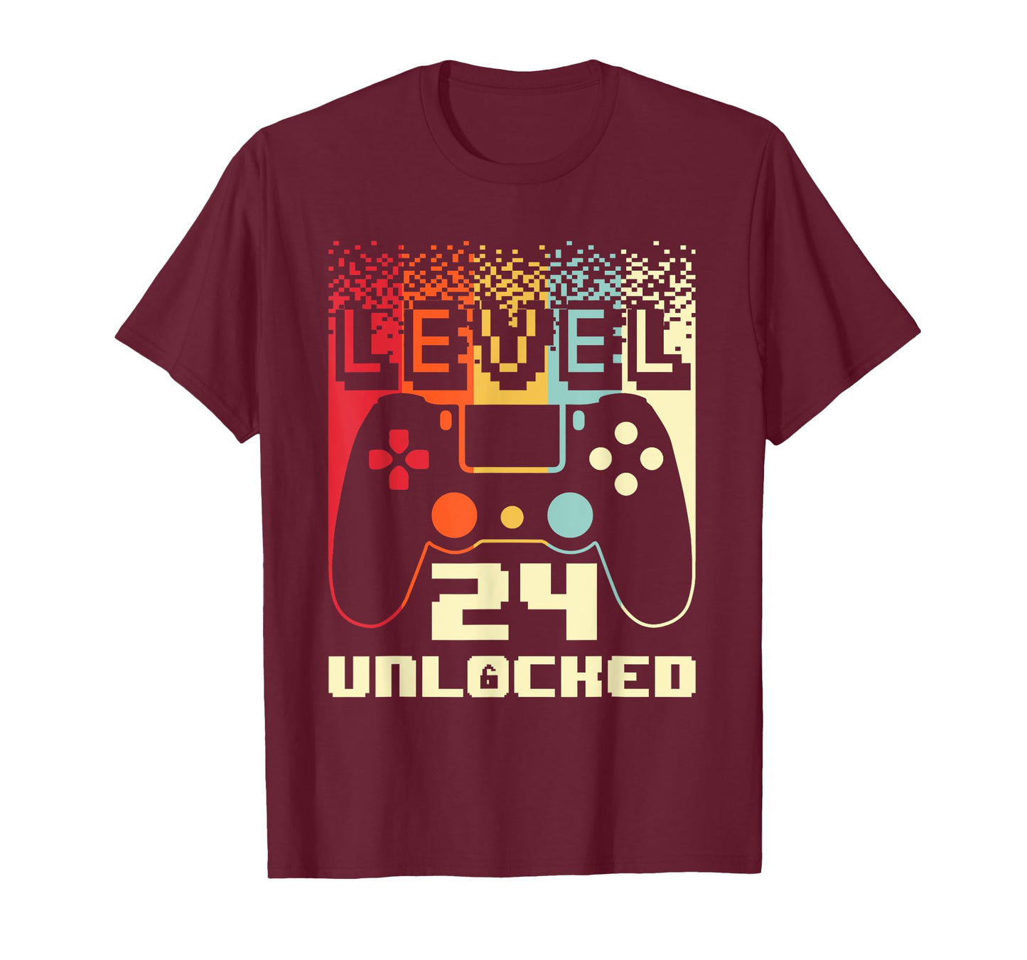 24th Birthday For Men Level 24 Unlocked Gamer 24 Year Old T-Shirt