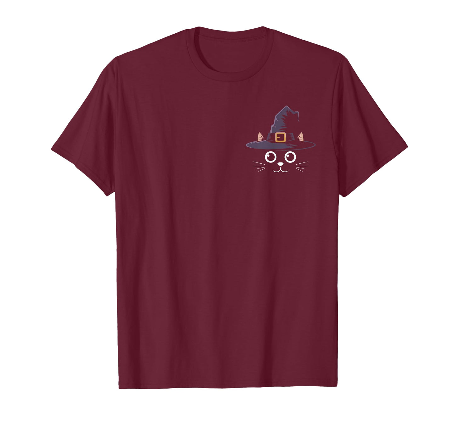 Cute Black Cat Face with Witch Hat Halloween T-Shirt