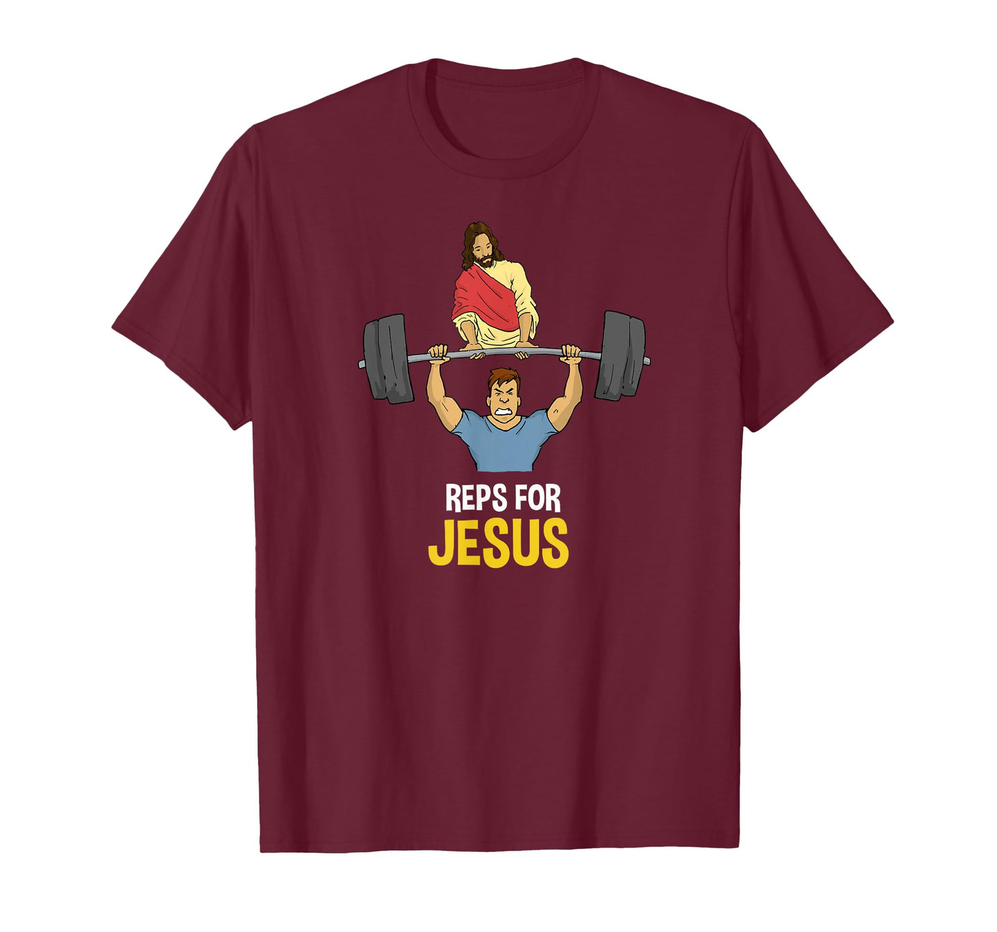 Clever Sloth: Reps For Jesus Weightlifting Gym Workout Tee T-Shirt