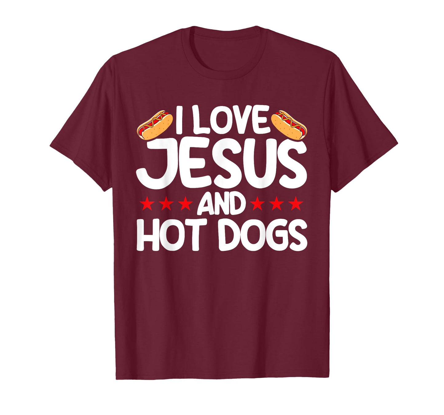 Hot Dog Adult I Love Jesus And Hot Dogs T-Shirt