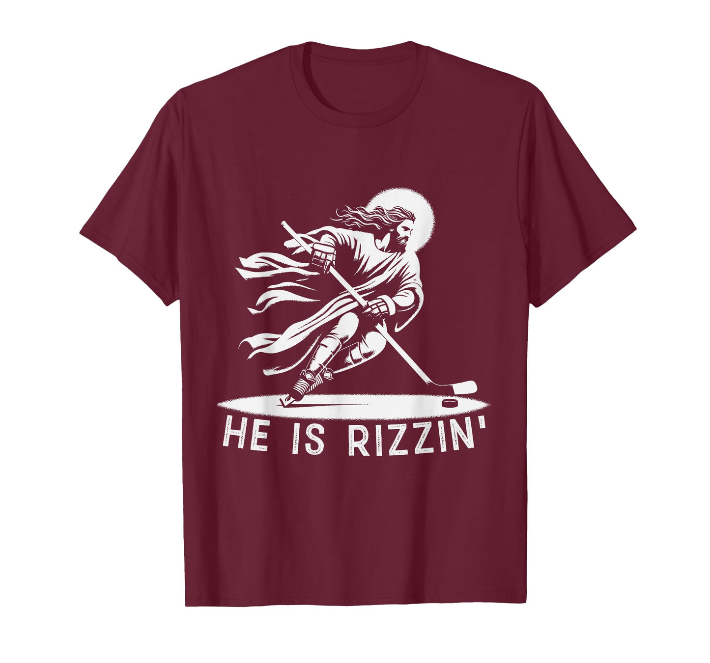 He Is Rizzin Jesus Meme Religious Christian Ice Hockey Lover T-Shirt