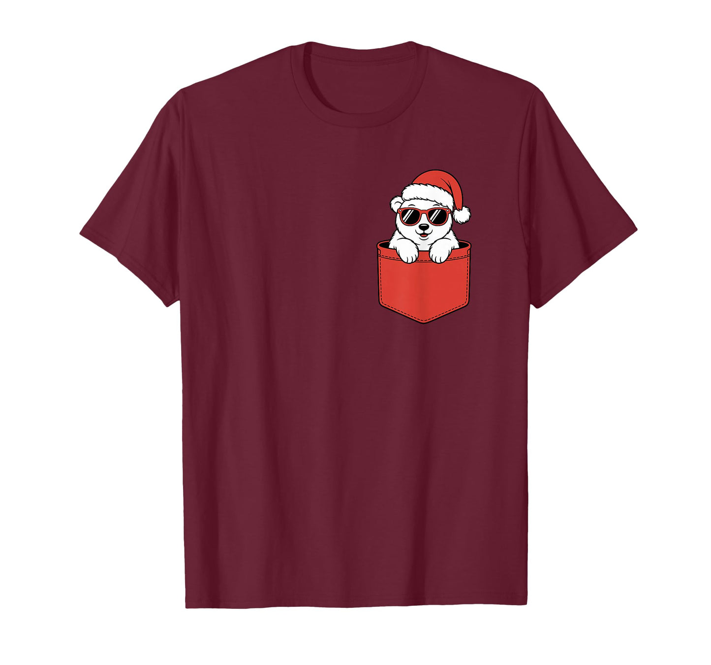 Pocket Polar Bear Christmas, Cute White Bear with Sunglasses T-Shirt