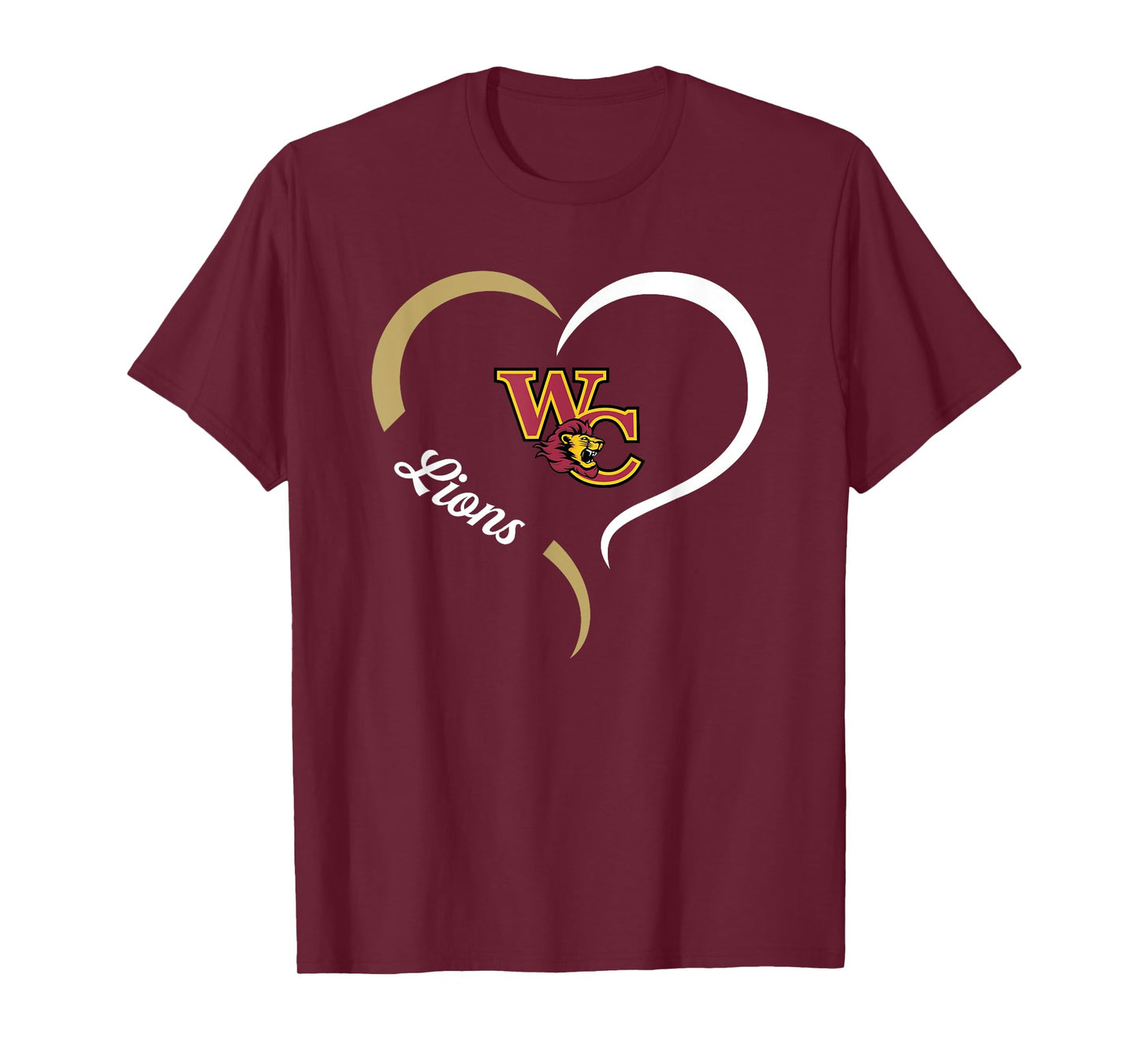West Charlotte Lions Logo Half Heart Slogan HS T-Shirt