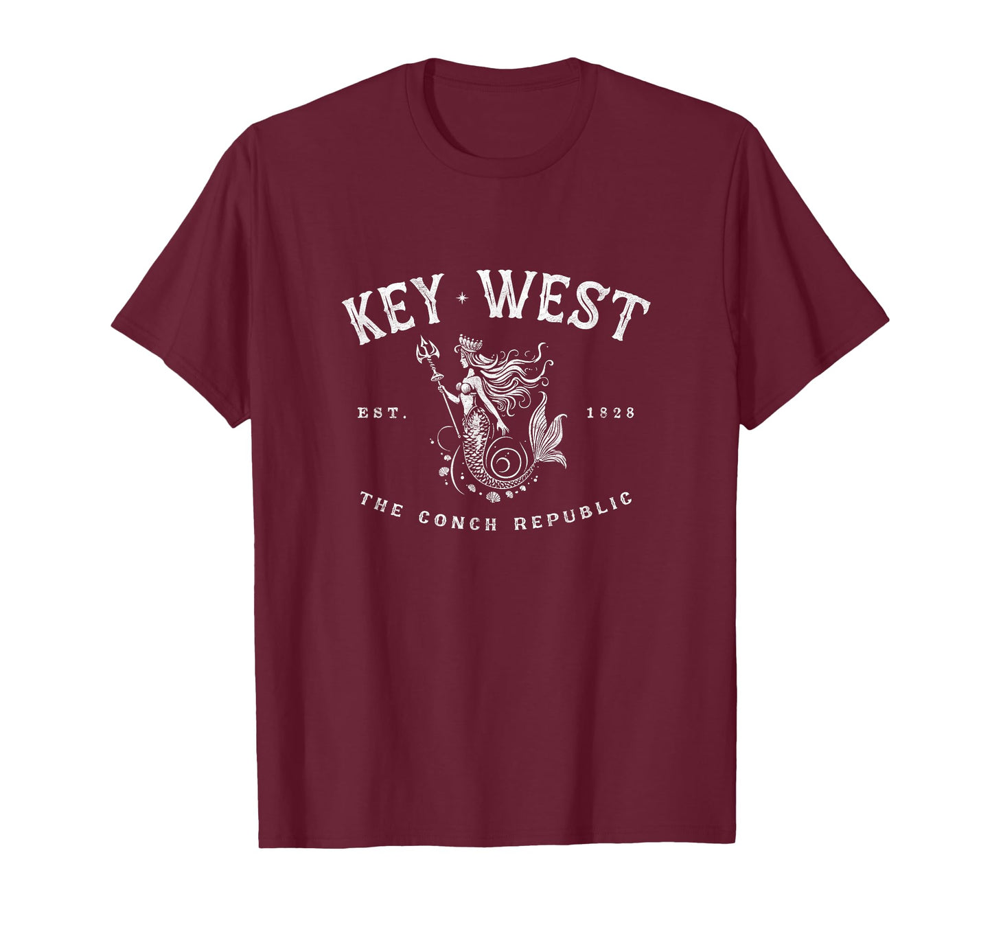 Key West Mermaid Conch Republic Vintage Scuba Fishing T-Shirt