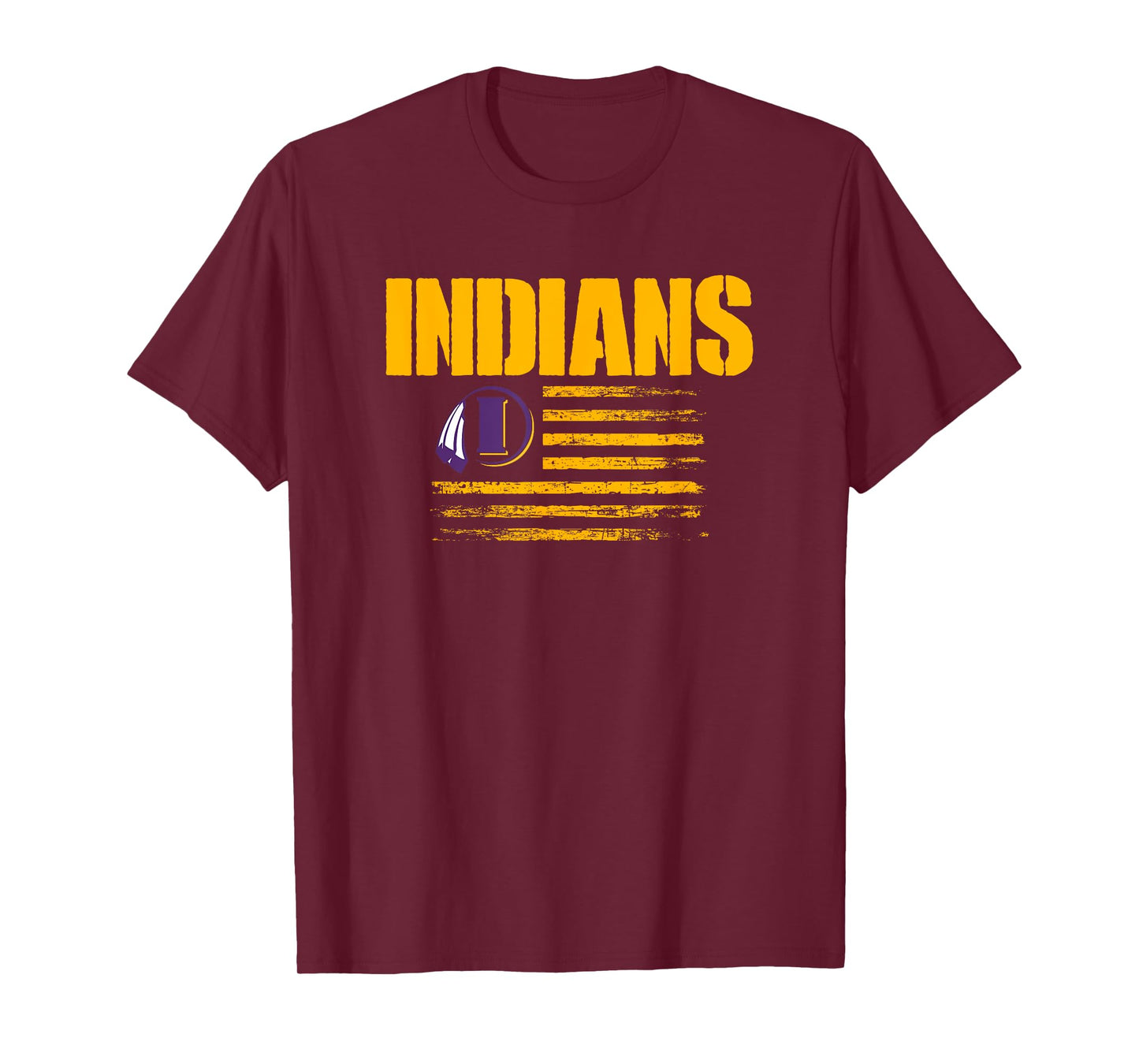 Indianola Indians Logo USA Flag Pride HS T-Shirt