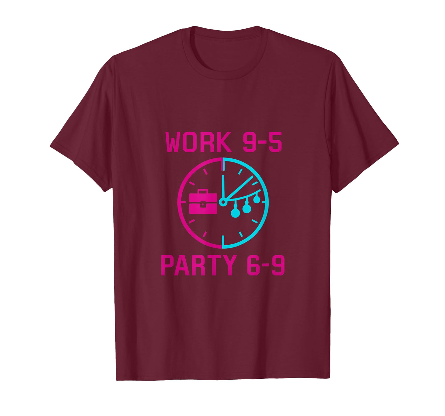 Work 9-5 Party 6-9 Clock Balance Graphic T-Shirt