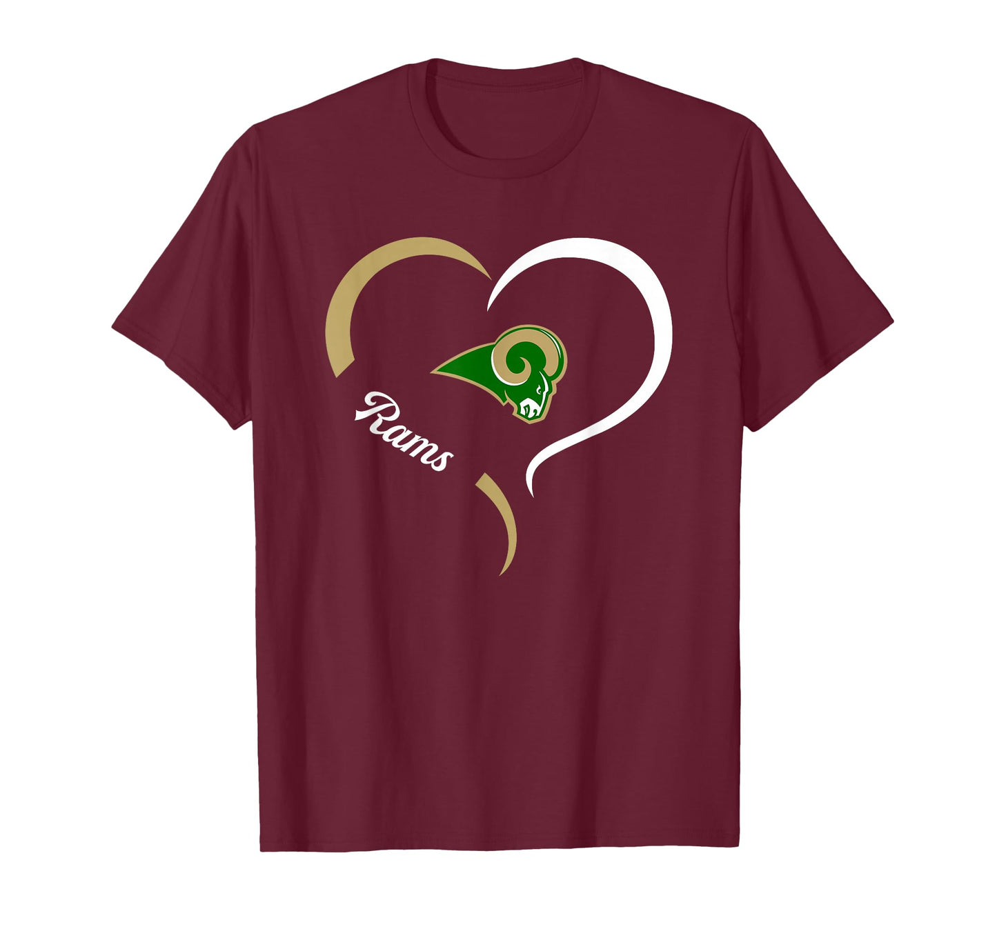 Acadiana Rams Logo Half Heart Slogan HS T-Shirt